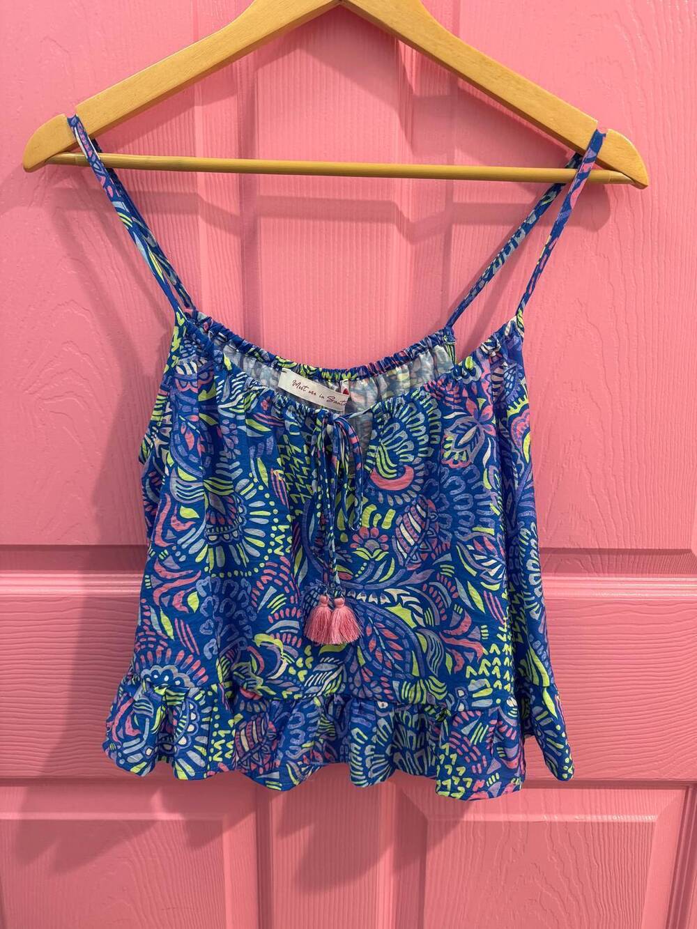 NEW MEET ME IN SANTORINI women's baja elsie top in blue
